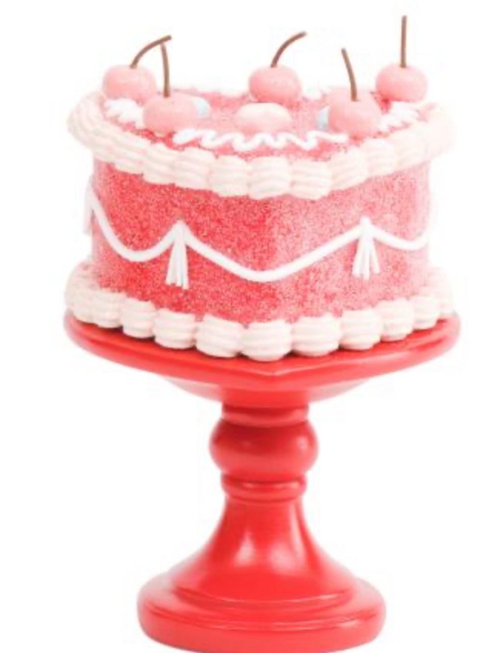 🆕- SWEET TREATS GINGERBREAD HEART ❤️ CAKE ON A RED PEDESTAL